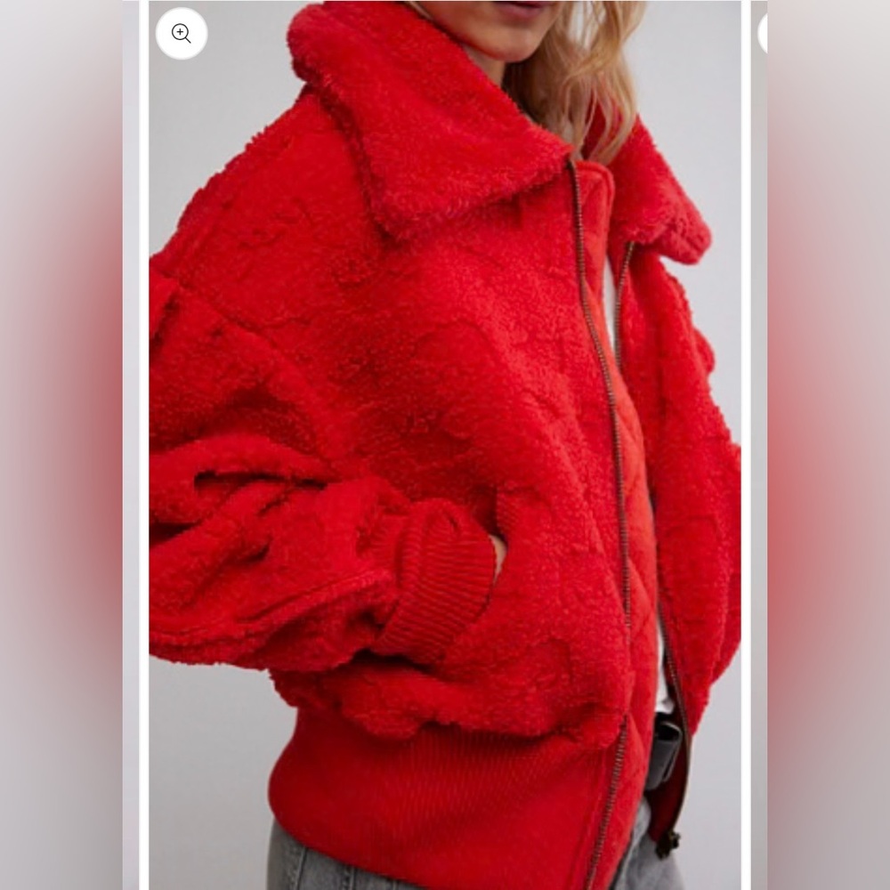 Free People Cozy Up Cardigan in High Risk Red Size Large